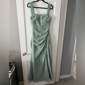 Azazie Sage Green Maxi Dress- Custom Size